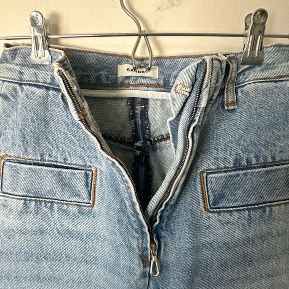 Sandro Wide Leg Jeans Blue Denim High Waist Size 34 - Picture 4 of 13